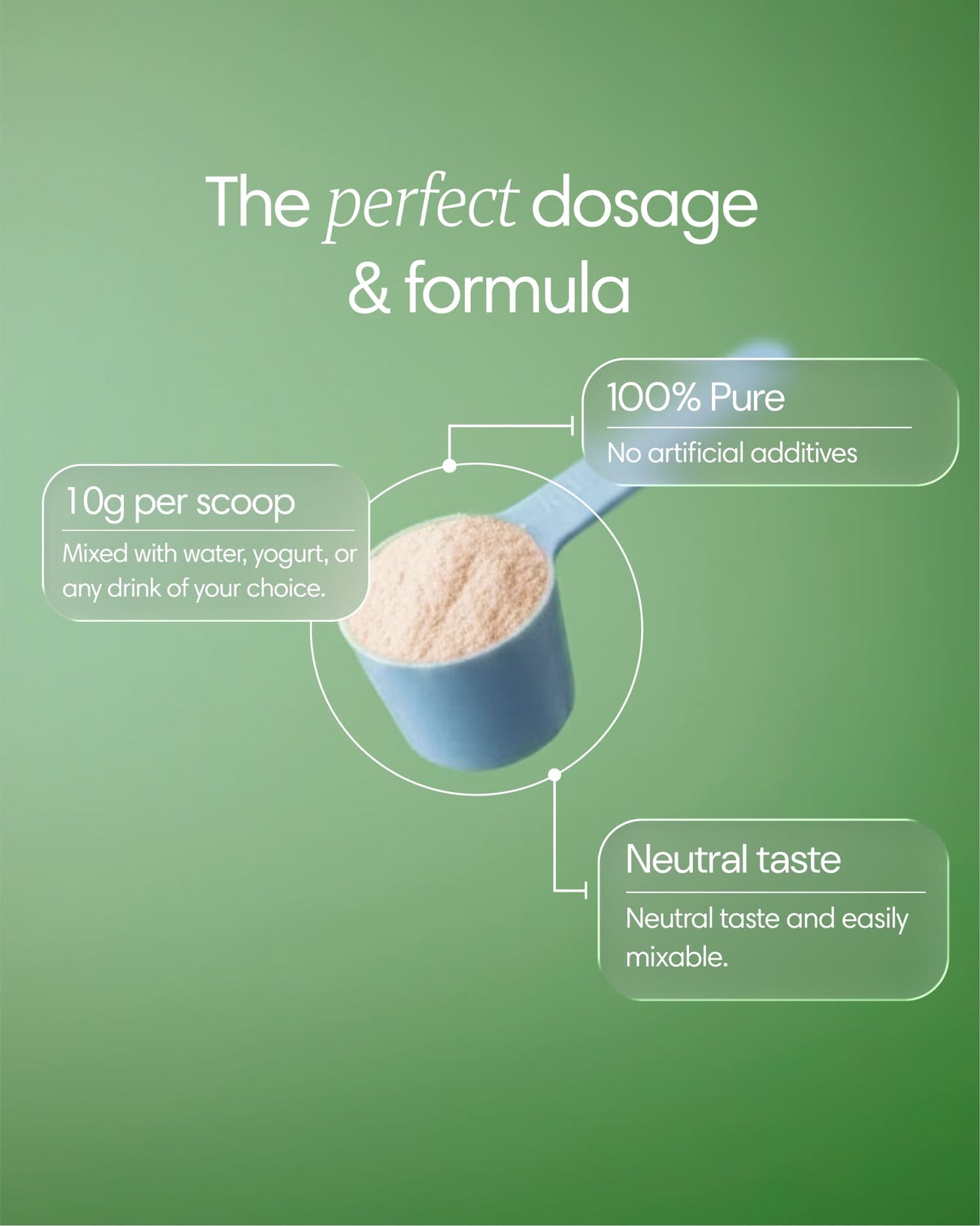 Clearly grass-fed collagen powder in a jar, showing the natural, unflavored collagen supplement for skin and joint support.